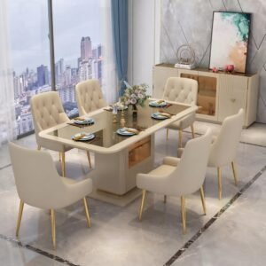 Ensemble Salle à Manger Prestige — Crème & Accents Dorés