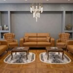 Ensemble Salon Prestige — Cuir Cognac & Capitonnage Classique