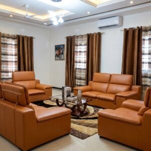 Ensemble Salon Prestige — Cuir Cognac & Confort Généreux