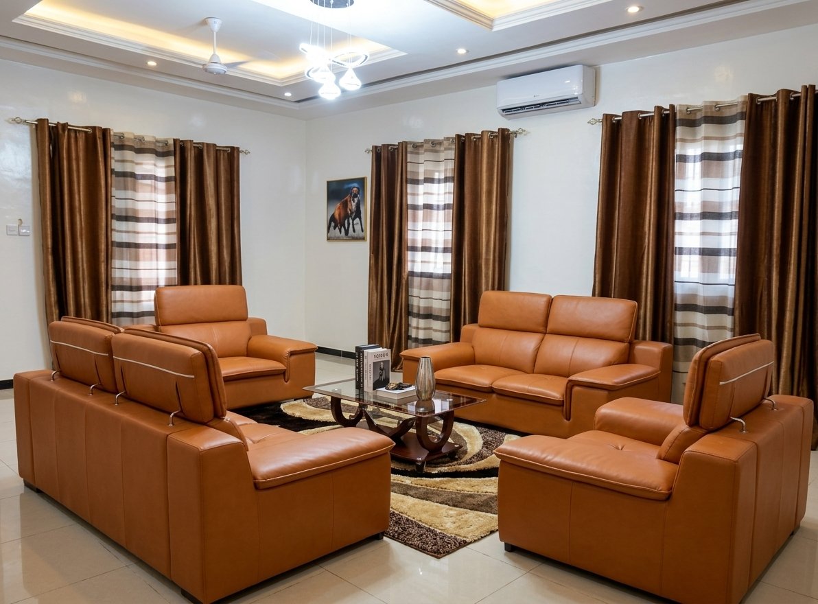 Ensemble Salon Prestige — Cuir Cognac & Confort Généreux