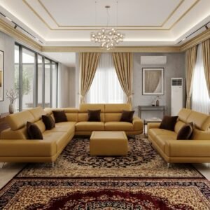 Ensemble Salon Prestige — Cuir Ocre & Confort Modulable