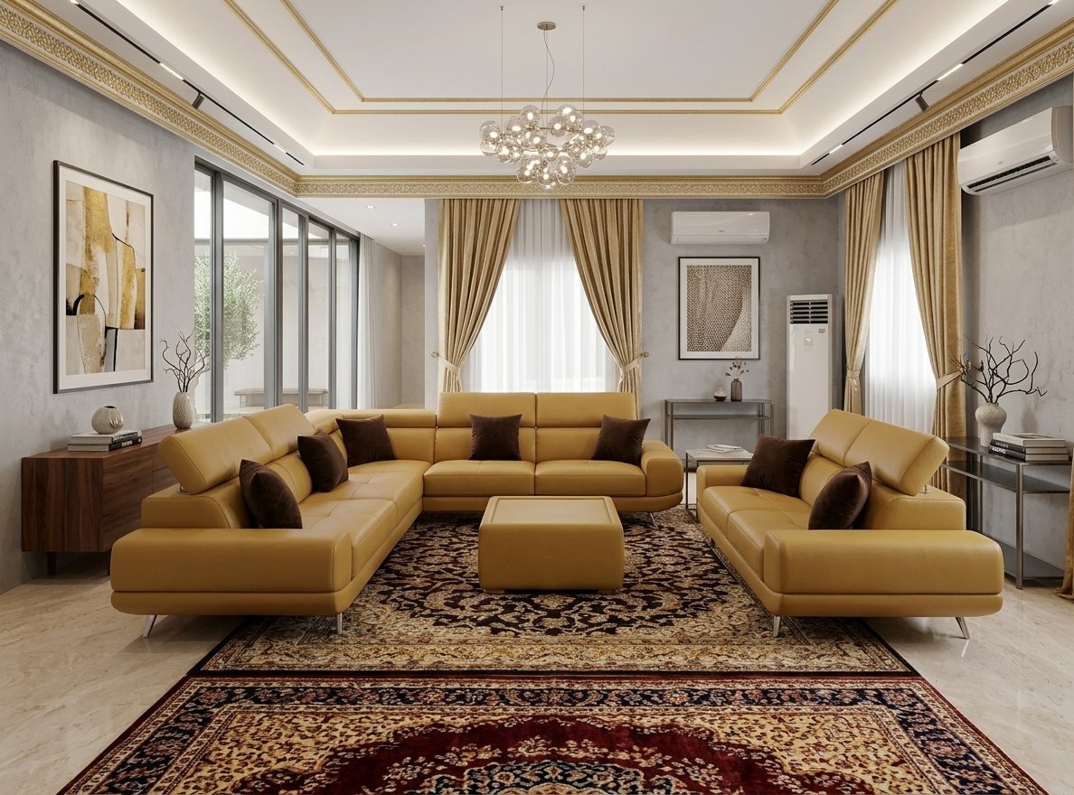 Ensemble Salon Prestige — Cuir Ocre & Confort Modulable